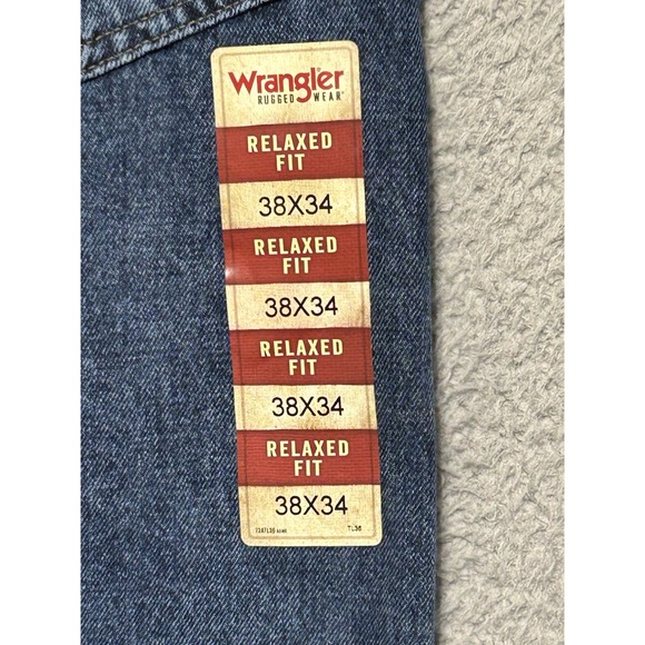 Wrangler Rugged Wear Mens Classic‎ Fit Blue Denim Jeans 38x34 Outdoors Western - Picture 11 of 14